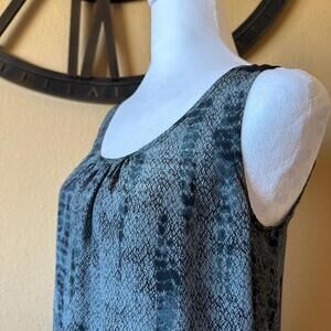 EILEEN FISHER 100% Silk Reptile Snake Print Gray Black Tank Extra Small